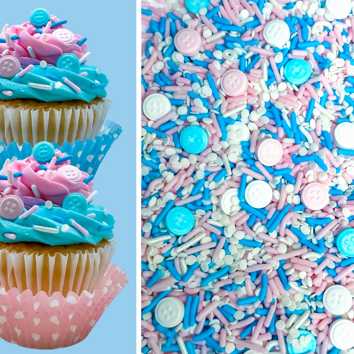 Baby Shower Baby Buttons Cake Decoration Sprinkle Mix (Pink) - 4oz