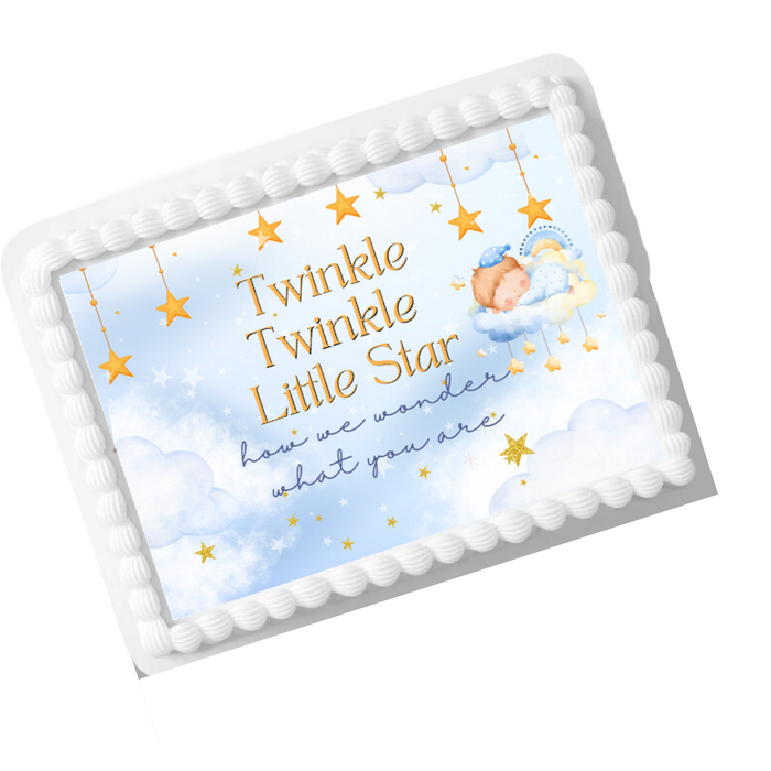 Edible Photo Image Cake Decoration Topper - Twinkle Little Star Blue