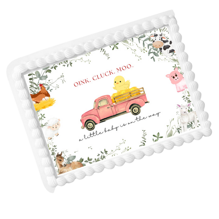 Edible Photo Image Cake Decoration Topper - Baby Shower Farmhouse