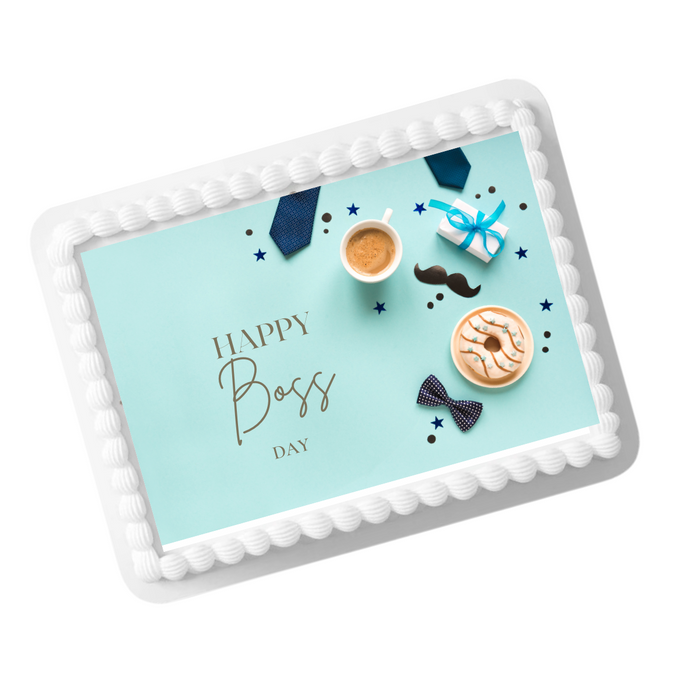 Edible Photo Image Cake Decoration Topper - Happy Boss Day