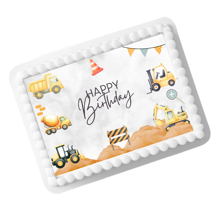 Edible Photo Image Cake Decoration Topper - Construction