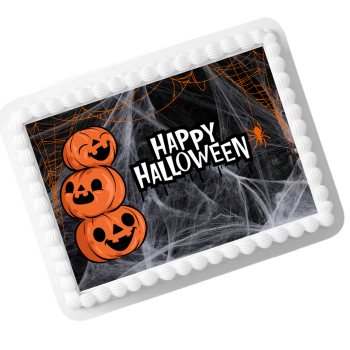 Edible Photo Image Cake Decoration Topper - Halloween Pumpkins