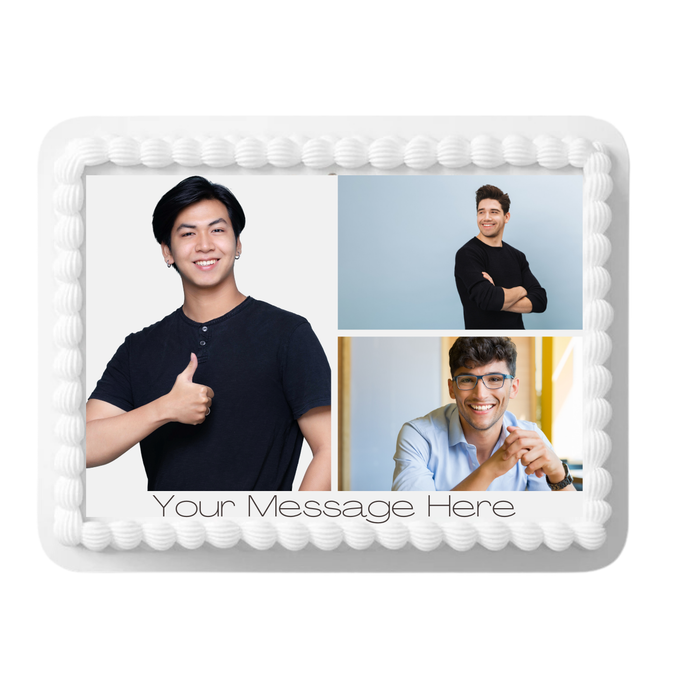 3 Photo Your Name Edible Cake Decoration Image Cake Topper with Your Photos