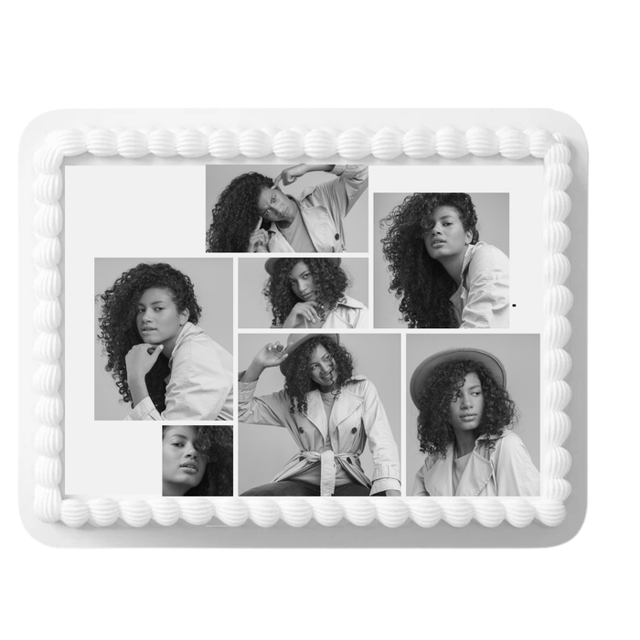 7 Photo Black & White Edible Cake Decoration Image Cake Topper with Your Photos