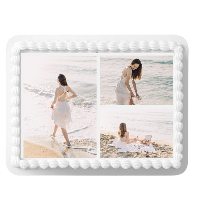 3 Photo Your Name Edible Cake Decoration Image Cake Topper with Your Photos