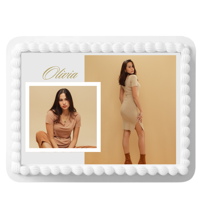 2 Photo Your Name Edible Cake Decoration Image Cake Topper with Your Photos