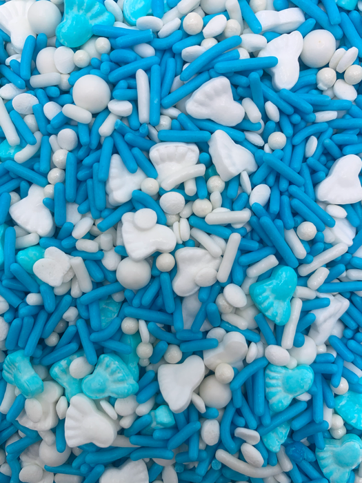 Pastel Blue and White Sea Shells Sprinkle Mix