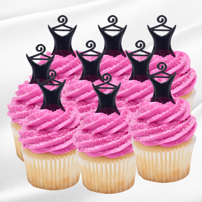 Black Bodice Shower Dessert Decoration Cupcake Topper Picks - 12ct
