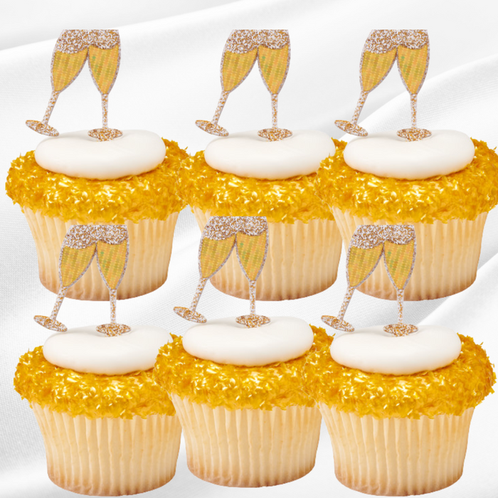 Wine Glasses Dessert Decoration Cupcake Topper Picks - 12ct
