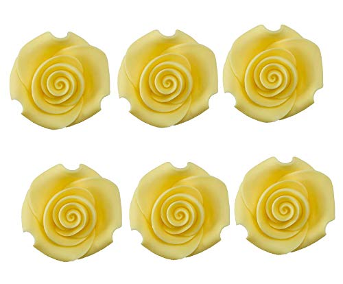 Rose Flower Decorative Icing (Yellow) - 6ct