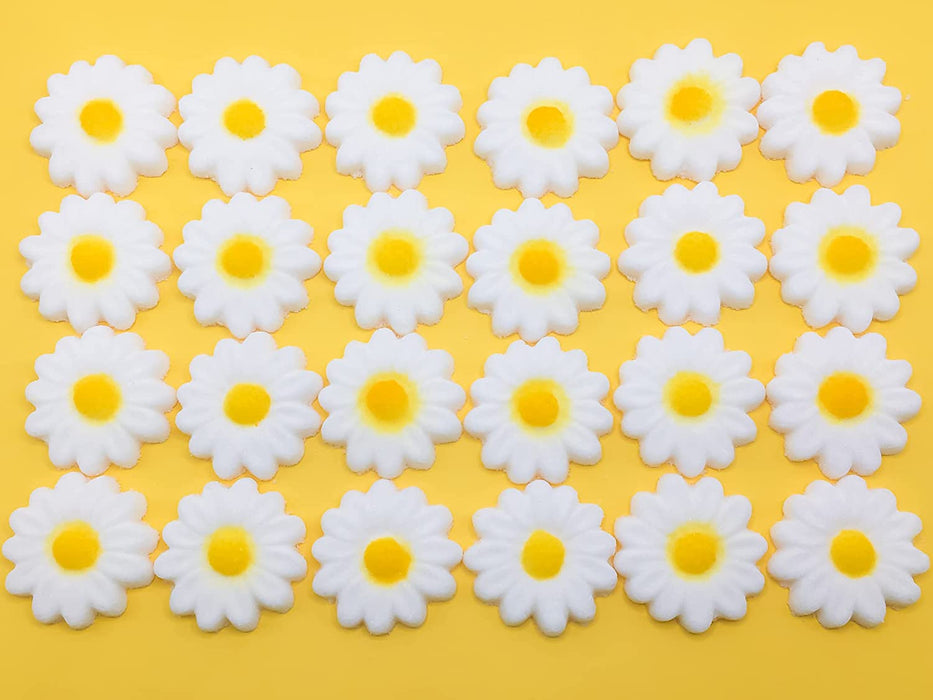 White Rounded 1.5inch Daisy Decorative Sugars - 12ct, Asstd.