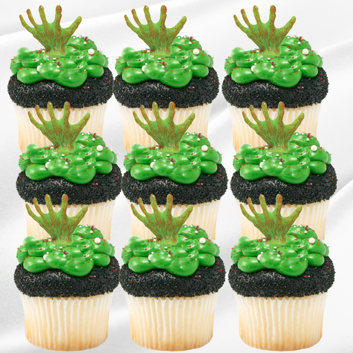 Halloween Graveyard Tombstone Hands Dessert Decoration Cupcake Topper Picks - 12ct