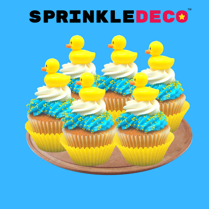 Yellow Duck Dessert Decoration Cupcake Topper Picks - 12ct