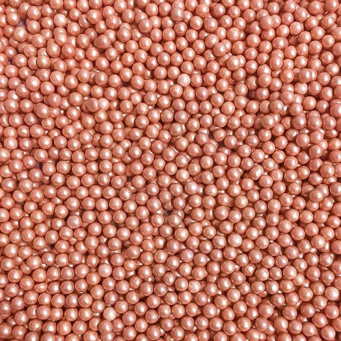 Edible Sugar Pearls (Rose Gold) - 4oz