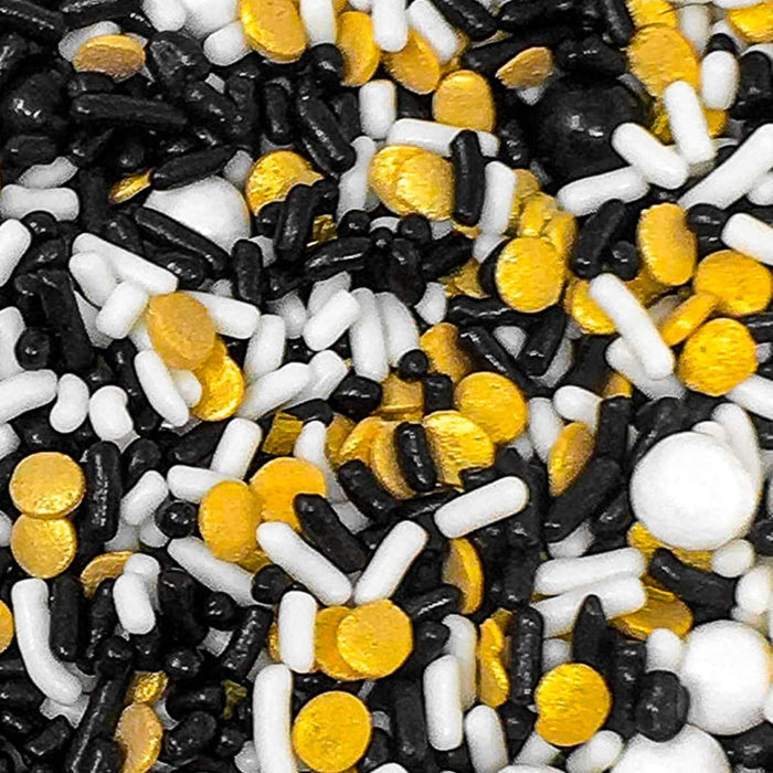 Confetti Celebration Sprinkle Mix (Black/Gold) - 4oz