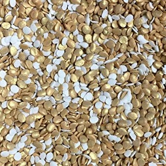 Disc Confetti Sprinkles (Gold/White) - 4oz