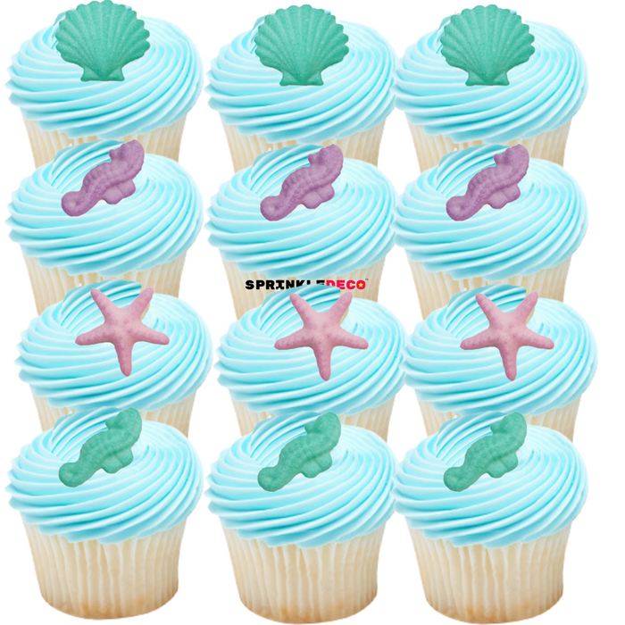 Seahorses Starfish Shells Shimmering Decorative Sugars- 12ct, Asstd.