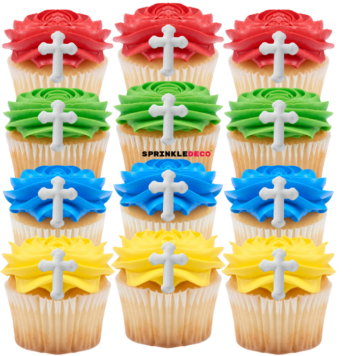 Cross Decorative Sugars (White) - 12ct