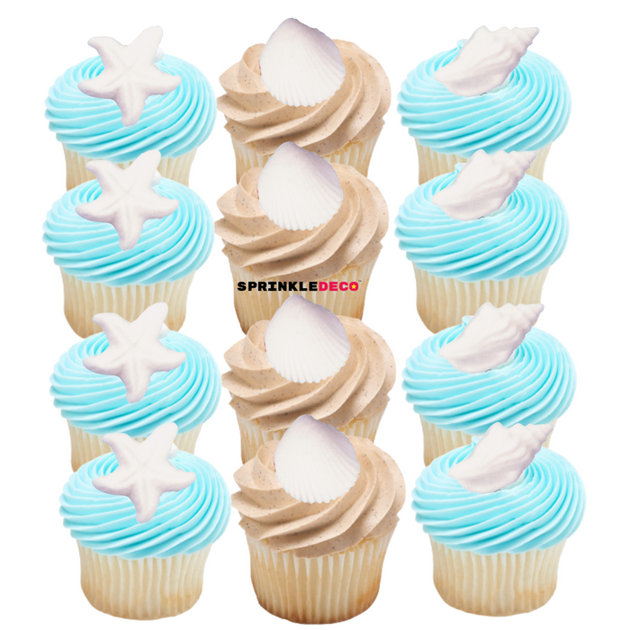 Seashells & Starfish Decorative Sugars (White) - 12ct, Asstd.