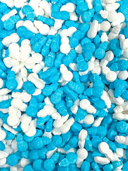 Edible Blue and White Snowman Shaped Candy Sprinkles