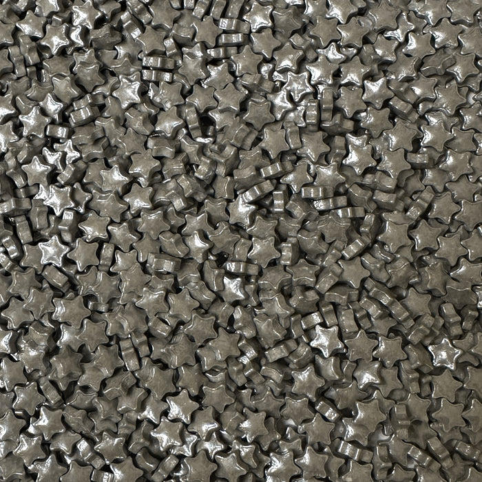 Extra Shiny Silver Metallic Star Shaped Candy Sprinkles