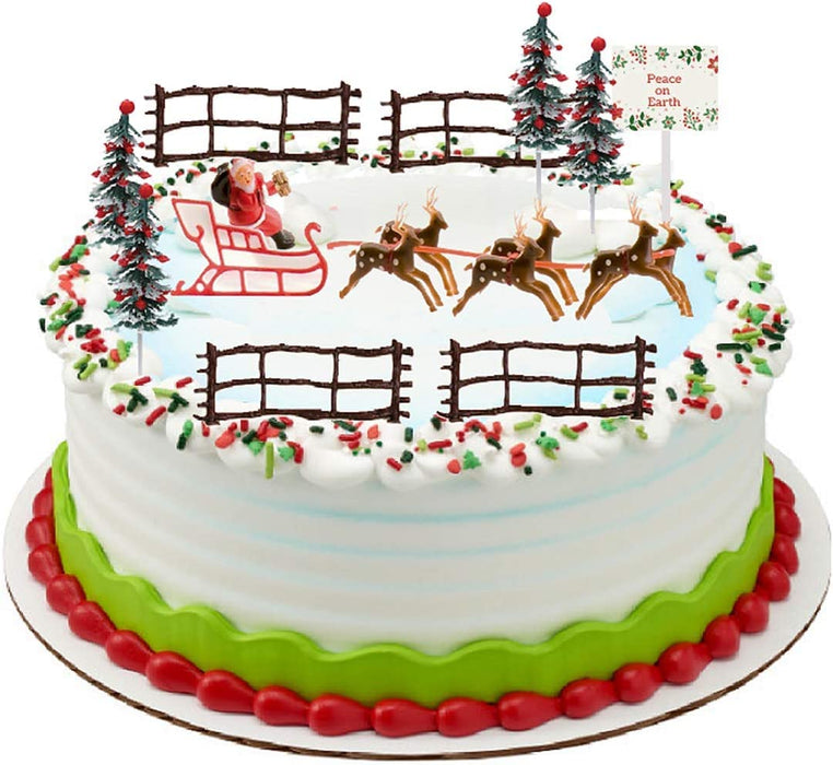 Christmas Peace On Earth Reindeer and Santa Cake Topper