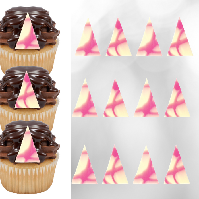 Stained Triangle Chocolate Decorations (White/Pink) - 12ct