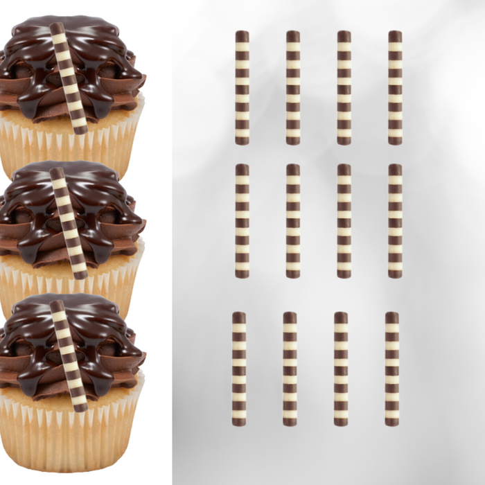 Striped Twisted Chocolate Decorations (White/Dark) - 12ct