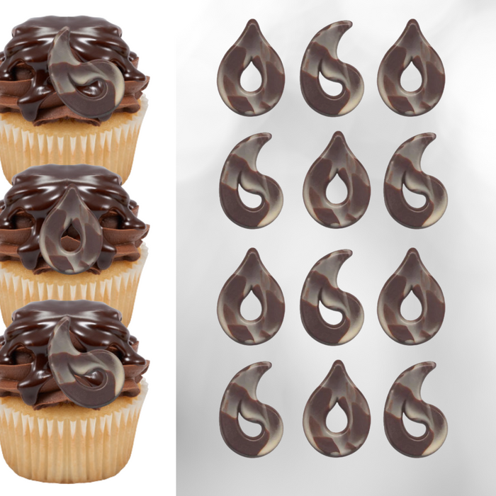 Swirled Teardrop Chocolate Decorations (Dark/White) - 12ct, Asstd.