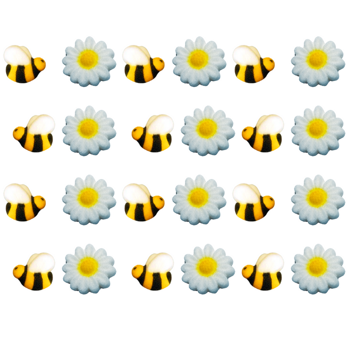 Bumble Bee and Daisies Edible Icing Toppers - 12ct, Asstd.