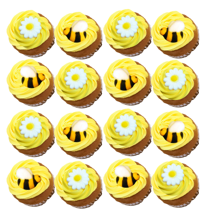 Bumble Bee and Daisies Edible Icing Toppers - 12ct, Asstd.