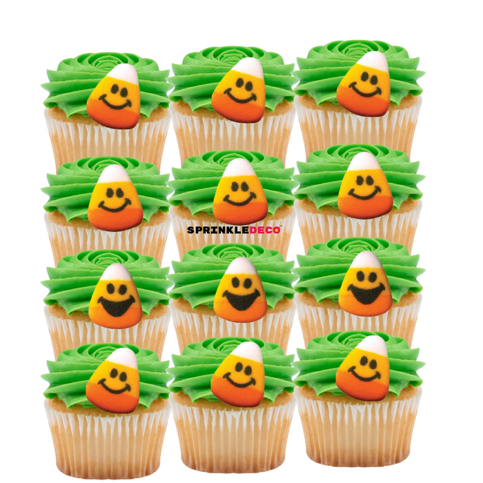 Candy Corn Face Edible Icing Toppers 12 Asstd.