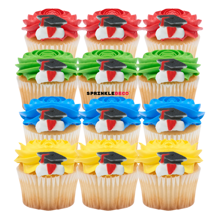 Cap & Scroll Edible Icing Toppers - 12ct