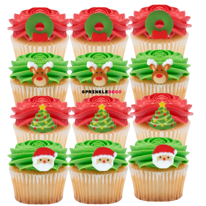 Christmas Holly Jolly Edible Icing Toppers 12ct, Asstd.