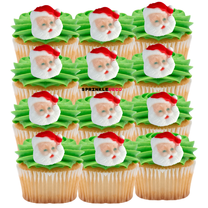 Santa Face Edible Icing Toppers 12ct, Asstd.