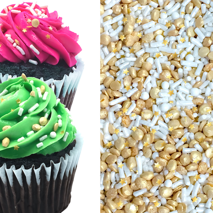 Pearlized White Gold with GoldStar Sprinkle Mix - 4oz