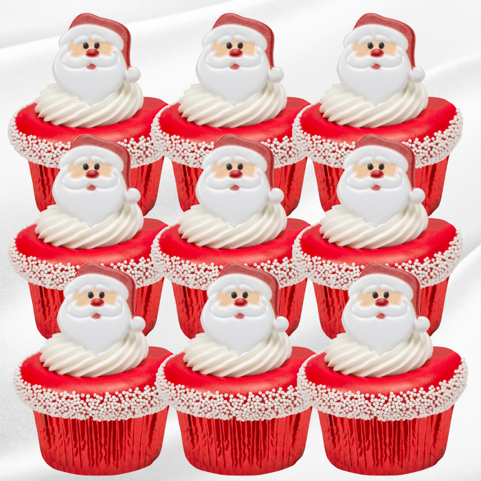 Santa Face Dessert Decoration Cupcake Topper Rings - 12ct