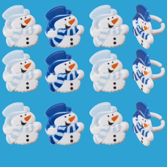 Snowman Dessert Decoration Cupcake Topper Rings - 12ct