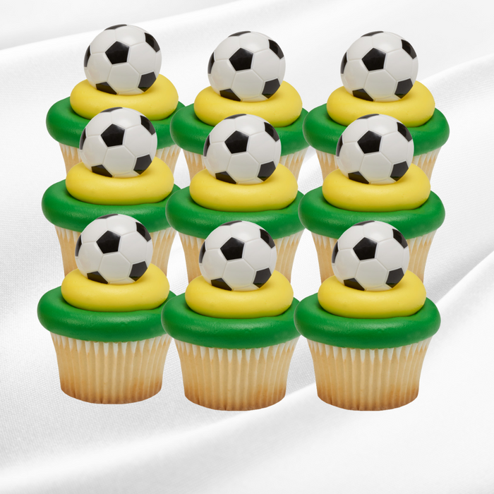 Soccer Balls Dessert Decoration Cupcake Toppers - 12ct