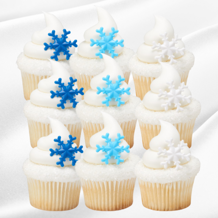 Snowflakes Dessert Decoration Cupcake Toppers - 12ct