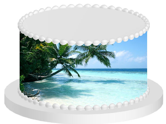 Island Beach Edible Cake Decoration Wrap