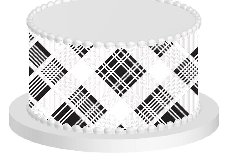 Black Plaid Edible Cake Decoration Wrap