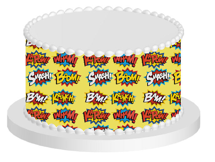 Super Hero Pow Edible Cake Decoration Wrap