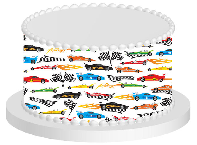 Race Cars Edible Cake Decoration Wrap