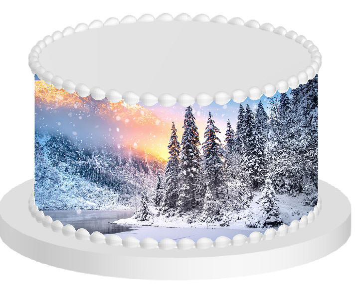 Winter Night Edible Cake Decoration Wrap