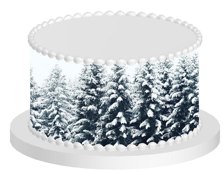 Snowy Woods Edible Cake Decoration Wrap
