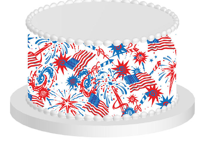 Patriotic Fireworks Edible Cake Decoration Wrap
