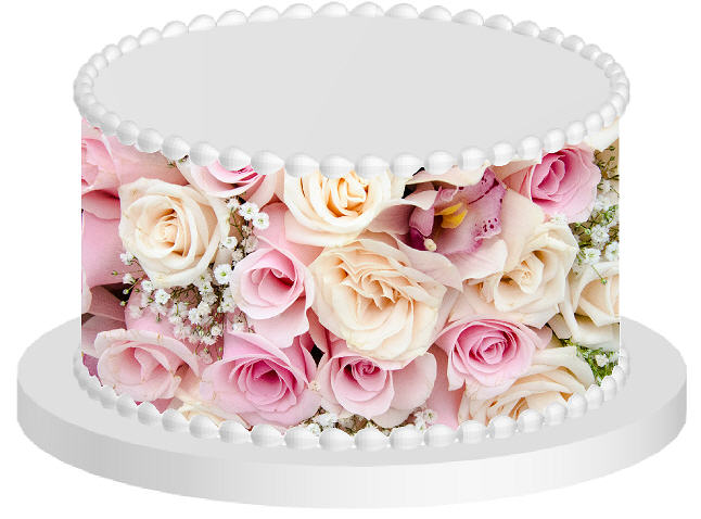 Summer Roses Edible Cake Decoration Wrap