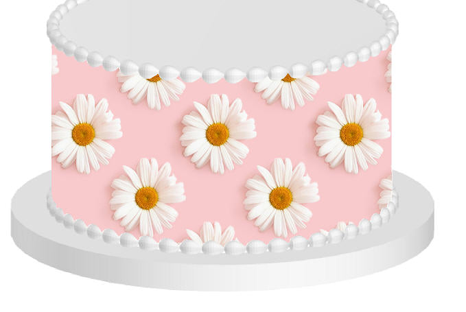 Daisy on Pink Edible Cake Decoration Wrap