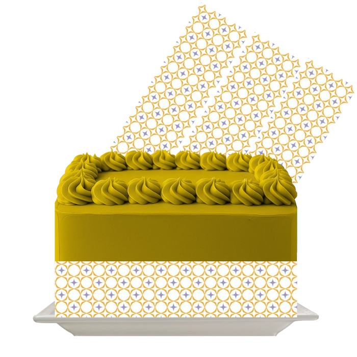 Golden Geo Rings Edible Cake Wrap | 8x10 Icing Sheet | Sophisticated Celebration Cake Decoration